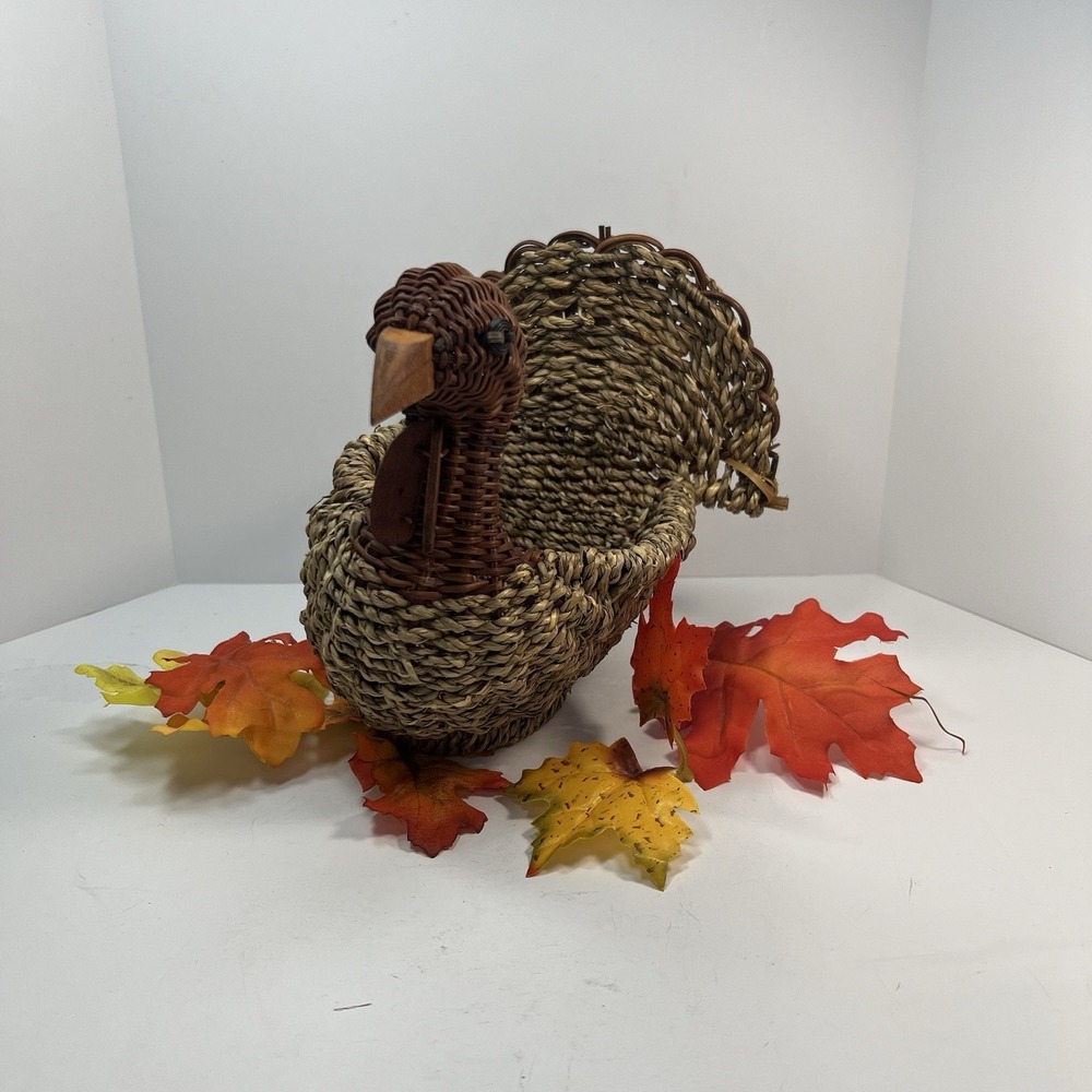 Unbranded Turkey Woven Basket Home Decor Brown Excellent Thanksgiving Harvest